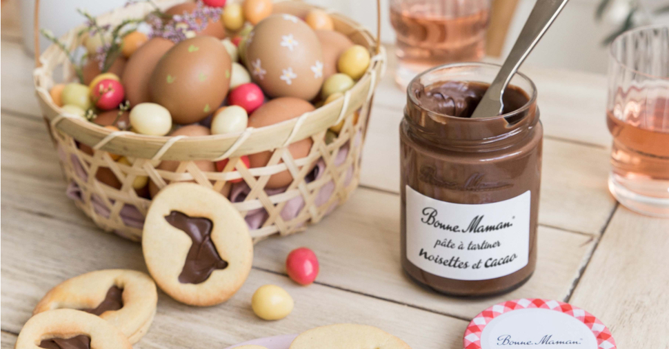 Recette : biscuits de Pâques à la Pâte à tartiner noisettes et cacao Bonne Maman