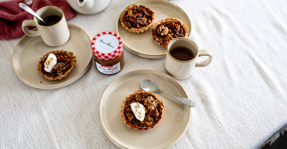 Recette : tartelettes aux noix & caramel Bonne Maman