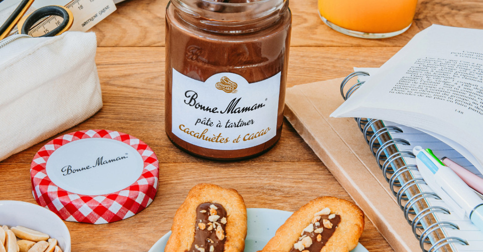 Recette : Biscuits à la pâte à tartiner cacahuètes et cacao Bonne Maman