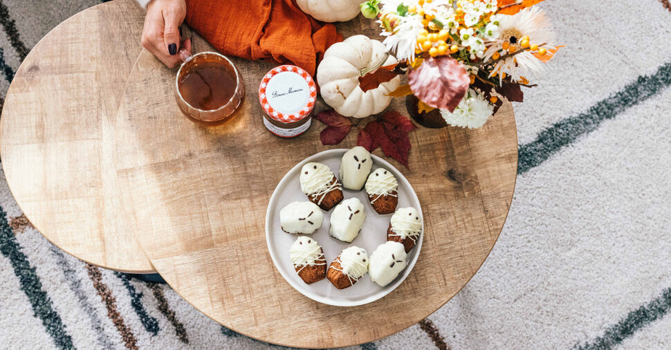 Recette : Madeleines fantôme à la pâte à tartiner crunchy Bonne Maman